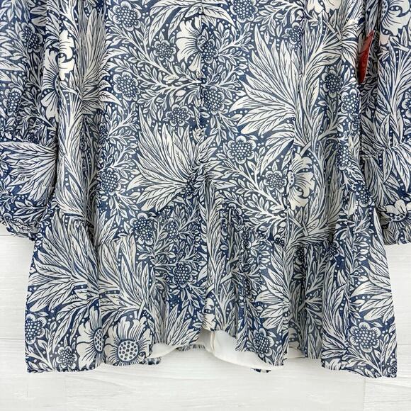 Hope & Ivy William Morris Marigold Ruffle Tiered Dress Size 14 Blue Floral Boho - Picture 8 of 16